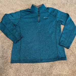 Eddie Bauer Teal and Black speckled Men’s Quarter-Zip Pullover